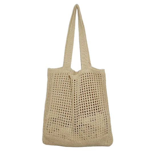 GGOOB Beach Tote Bag Aesthetic Coconut Girl Aesthetic Tote Bag Crochet Beach Bag Small Beach Bag Cute Beach Bag (Khaki)