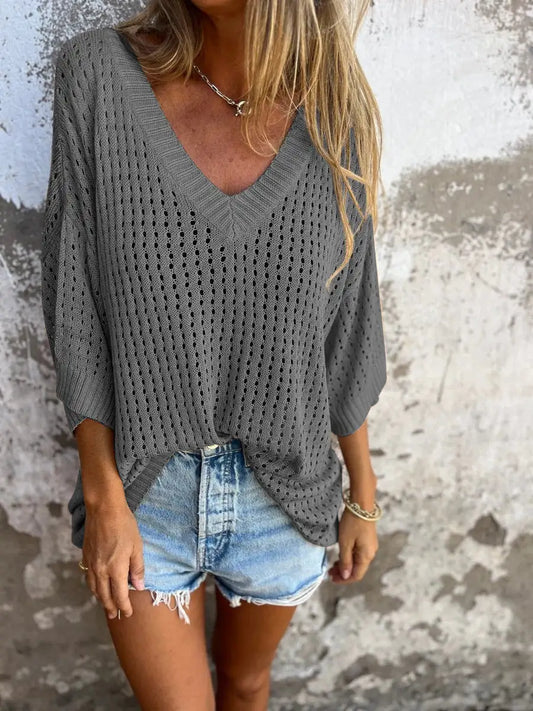 Women Hollow Out Knitted Beach Shirt