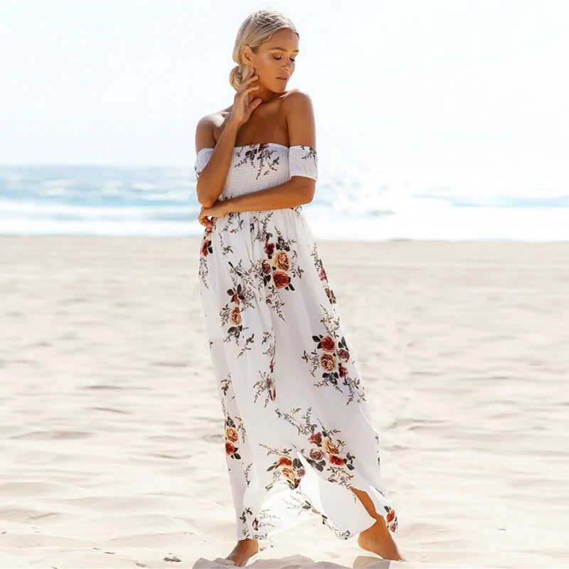 Off Shoulder Split Beach Dress