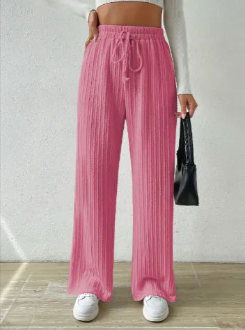 Knotted Waist Wide-Leg Knit Pants