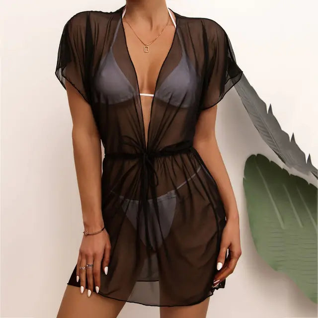 Sheer Mesh Cover-Up Shorts